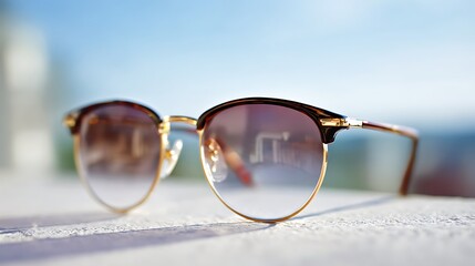simple sunglasses on bright white background focusing on minimal design