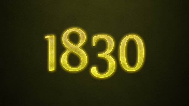 Neon glowing yellow number of 1830 on dark background.