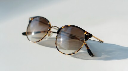 minimalist sunglasses placed flat on white background showcasing design innovation