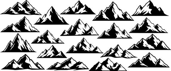 Stylized mountain peaks collection mountains silhouette