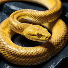 Obraz premium Close-Up of a Yellow Snake with Detailed Scales – Exotic Reptile Wildlife Photography