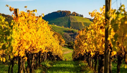 Fototapeta premium Autumn vineyard landscape