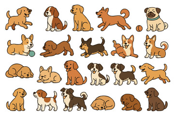 Cartoon Style Dog Breed Collection Vector Art for Posters, Web Banners, and Stickers-  JPEG, PNG, and Illustrator AI file