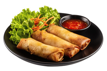 Spring rolls isolated on transparent or white background, png