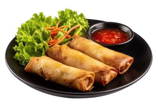 Spring rolls isolated on transparent or white background, png