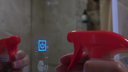 Innovative cleaning tool demonstrates futuristic functionality and ease of use in a modern bathroom setting