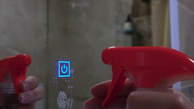 Innovative cleaning tool demonstrates futuristic functionality and ease of use in a modern bathroom setting