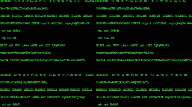 Flicker Programming code animation on computer screen. 4k video