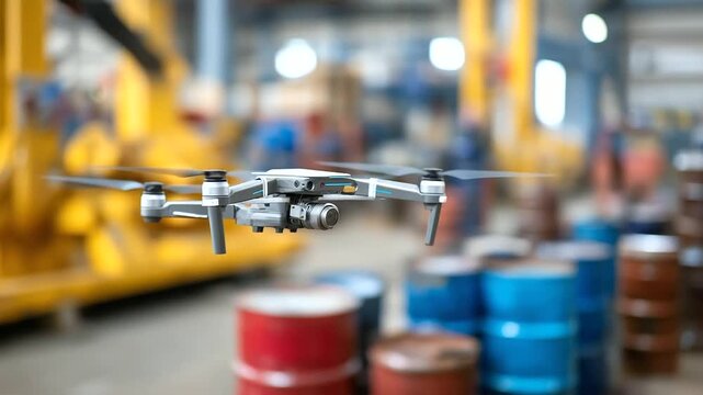 Industrial warehouse setting with drilling inventory management us representing asset tracking, real-time visibility, toolchain audit, stock reconciliation