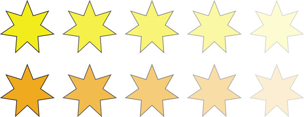 8-Pointed Star Rating Icons with Gradients