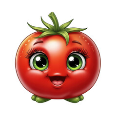 Obraz premium Cute cartoon tomato isolated on transparent background transparent background