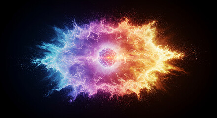 Atom Dissolving Into Glowing Energy Cloud Representing Mass-Energy Equivalence