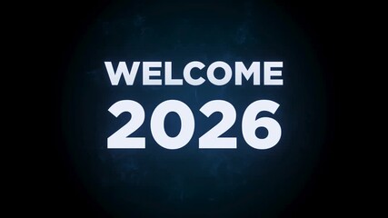 Welcome 2026 neon sky shine 4k animated video clip blue bling background animation company content business start glowing futuristic motion visual effect - Powered by Adobe