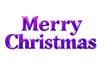 3D Render of Purple "Merry Christmas" Text, Isolated on Transparent Background