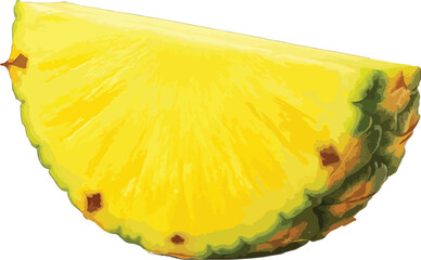 Yellow Pineapple Slice Isolated White Background fruit
