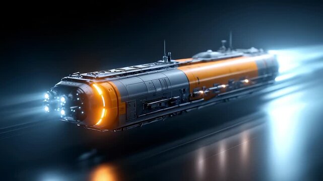 Futuristic Spaceship Travels Through Time Tunnel