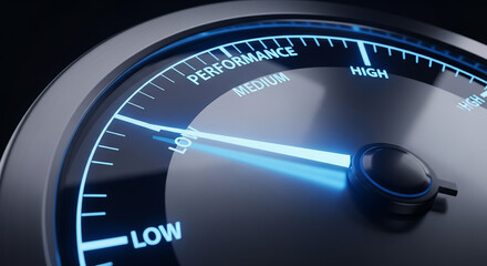 Performance gauge showing low performance level