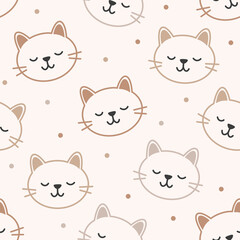 Seamless pattern design. Aesthetic print with cats