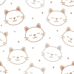 Seamless pattern design. Aesthetic print with cats