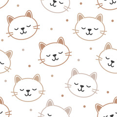 Obraz premium Seamless pattern design. Aesthetic print with cats