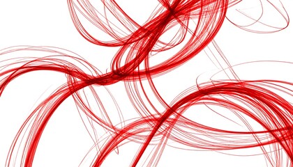 Abstract red swirling lines on white background