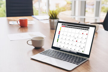 Calendar on computer software application for modish schedule planning for personal organizer and online business