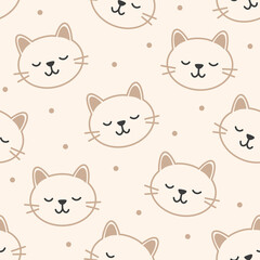 Seamless pattern design. Aesthetic print with cats
