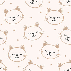 Seamless pattern design. Aesthetic print with cats