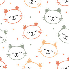 Seamless pattern design. Aesthetic print with cats