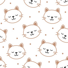 Seamless pattern design. Aesthetic print with cats