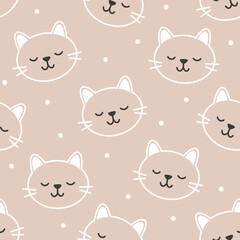 Seamless pattern design. Aesthetic print with cats