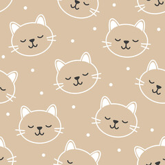 Seamless pattern design. Aesthetic print with cats