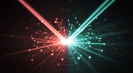 Naklejka premium Light Beams Releasing Electrons Representing Photoelectric Effect