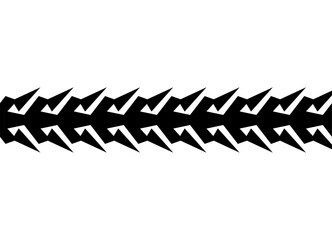 Symmetrical Vector Border, Seamless Black Pattern of Sharp Shapes on White Background. Wallpaper, Tile. Vector Background