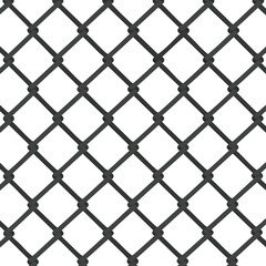 Fototapeta premium Chain link fence pattern seamless black metal wire mesh background texture vector illustration for security and enclosure design 
