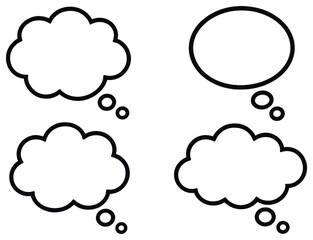 Communication flat icon set. featuring speech bubbles, thought clouds, dialogue circles, chat symbols