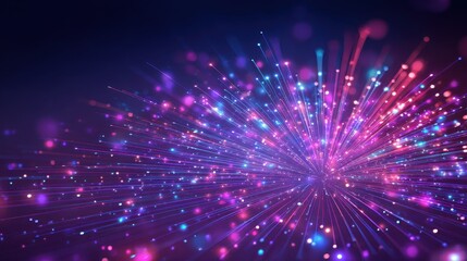 Obraz premium Colorful bursts of light radiate in a vibrant display during an evening celebration