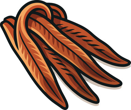 Brown Dried Fish Sticks Illustration Cartoon Style Food Graphic