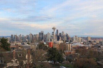 Fototapeta premium Iconic Vista of Seattle, Washington at Sunset
