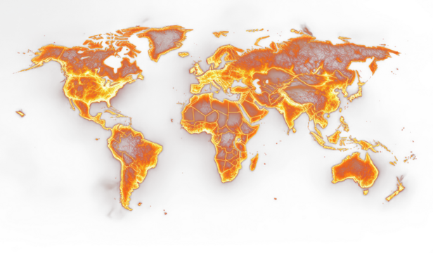 The world appears engulfed in flames reflecting the urgent reality of climate change where rising heat and environmental collapse remind humanity of the fragile balance of our planet