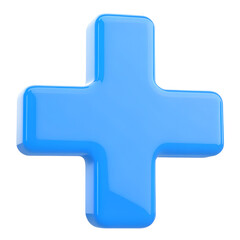 Plus sign cross symbol icon 3d illustration isolated on transparent background