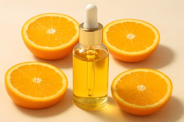 Vitamin C Serum with Fresh Orange Slices for Skincare