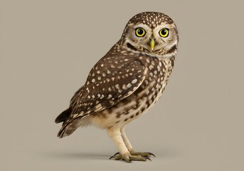 A captivating portrait of a burrowing owl in a studio setting, showcasing nature's elegance and the beauty of wildlife.