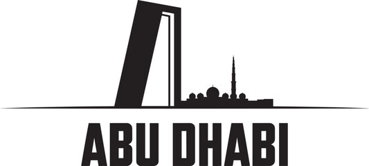 Abu Dhabi Skyline Silhouette Vector Illustration with Cityscape and Landmark Depiction