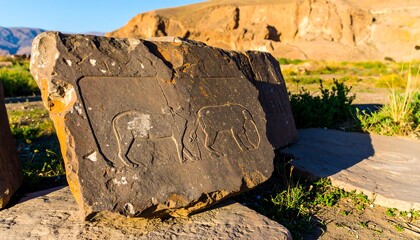 Ancient stone carvings of animals