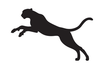 Black panther silhouette leaping gracefully through the air