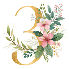 vector illustration of a flower number 3 three 