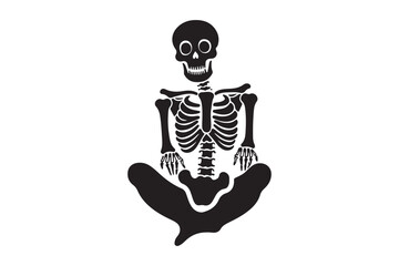 Joyful skeleton sitting in meditation pose