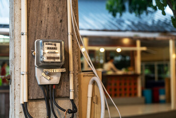 Modern Electric Meter on Utility Pole