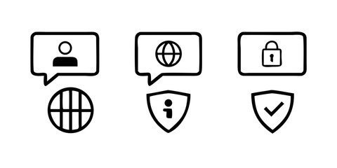 Vector art of collection of black and white security icons
